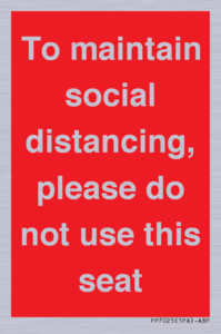To maintain social distancing, please do not use this seat